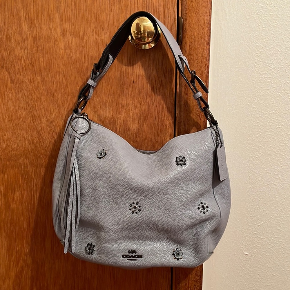 Coach Sutton Hobo. Gray with floral detail. So cute!